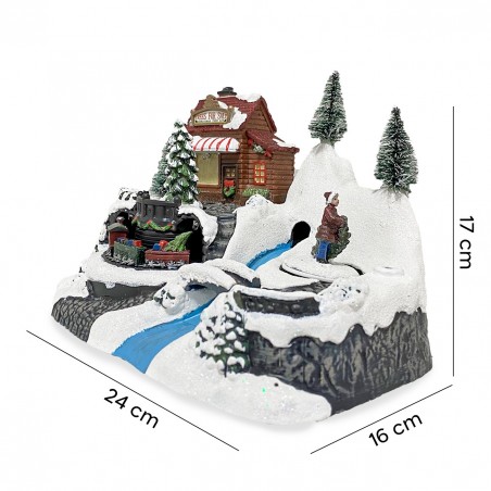 243012 Carrousel de Noël - Train avec lumières, sons et mouvements 24x16x17 cm