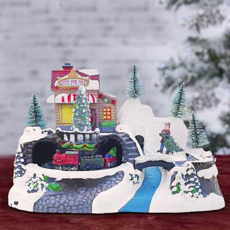 243012 Carrousel de Noël - Train avec lumières, sons et mouvements 24x16x17 cm