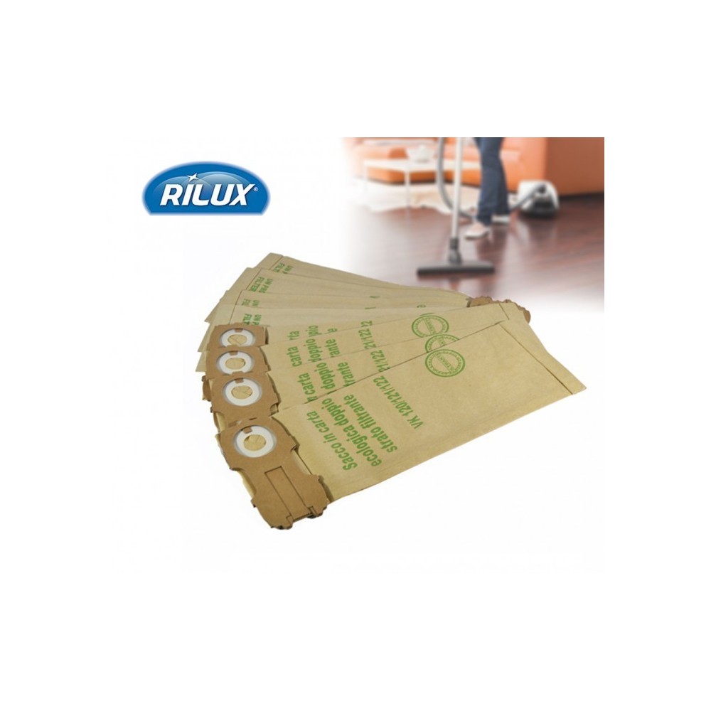 Lot de 3 sacs aspirateur avec filtre en papier compatibles avec VK 120/121/122 avec fermeture éclair