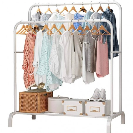 210962 Portemanteau multifonction à double tringle avec étagère de rangement