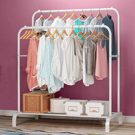 210962 Portemanteau multifonction à double tringle avec étagère de rangement