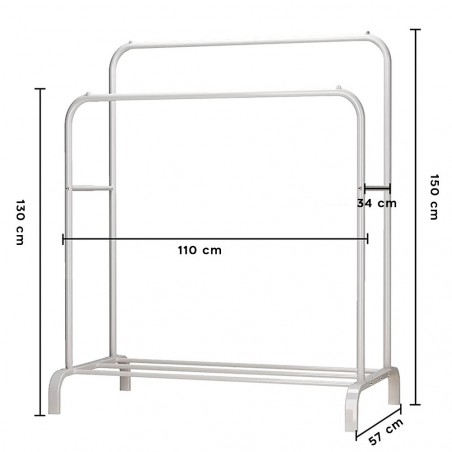 210962 Portemanteau multifonction à double tringle avec étagère de rangement