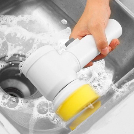 Brosse électrique 5en1 brosse magique 3 têtes nettoyage carrelage salle de bain