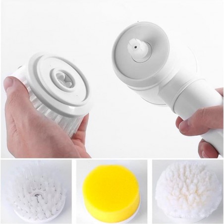 Brosse électrique 5en1 brosse magique 3 têtes nettoyage carrelage salle de bain