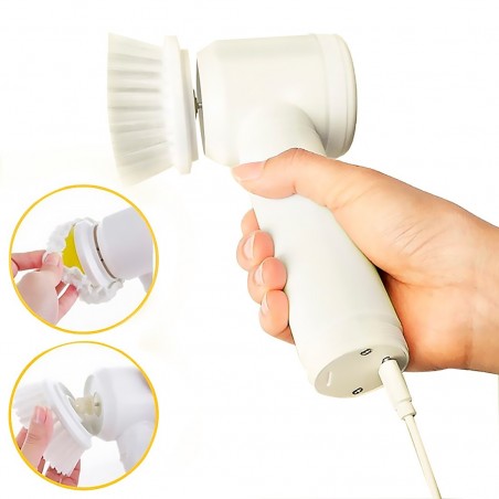 Brosse électrique 5en1 brosse magique 3 têtes nettoyage carrelage salle de bain