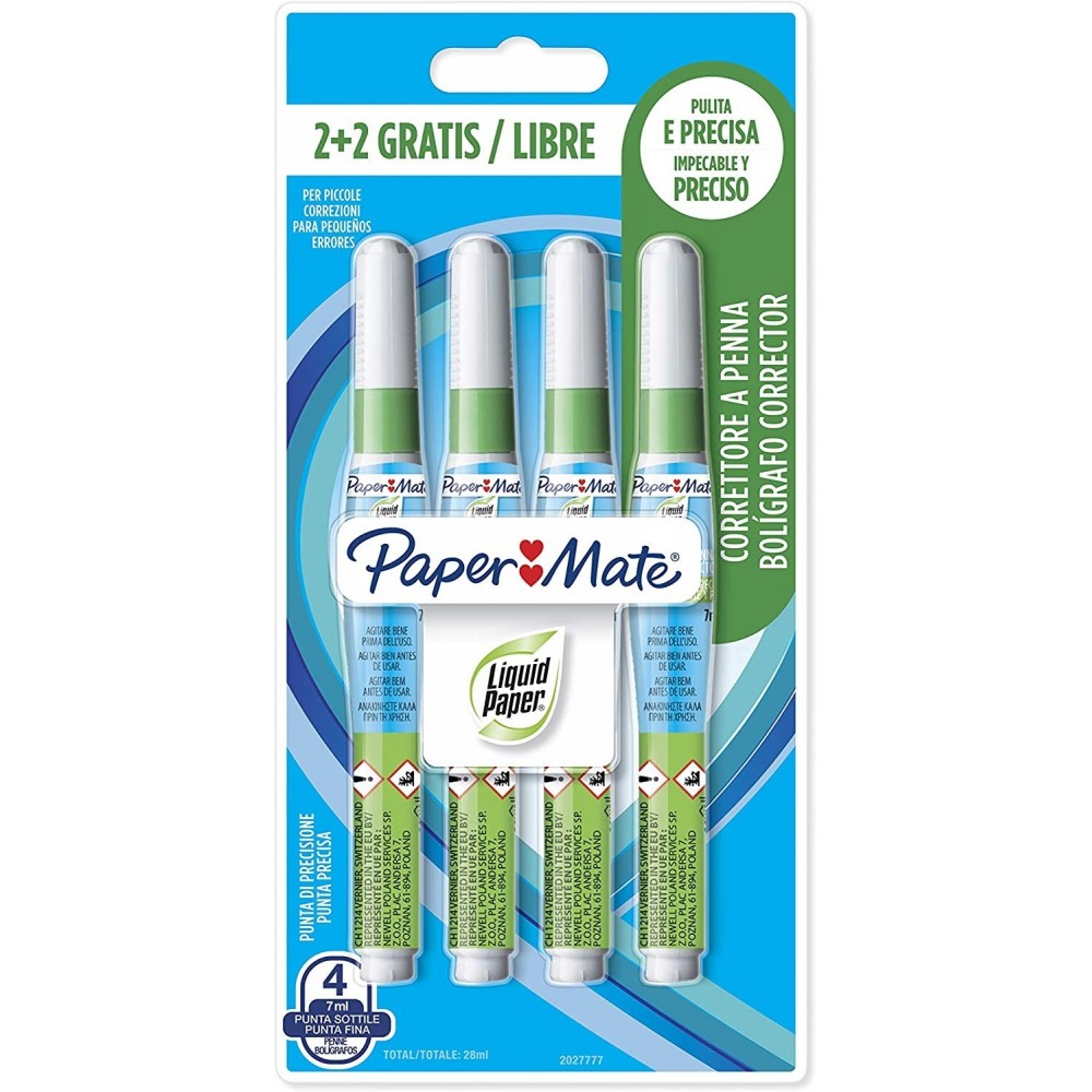 Lot de 4 stylos correcteurs liquides Paper Mate Liquid NP10 7ml