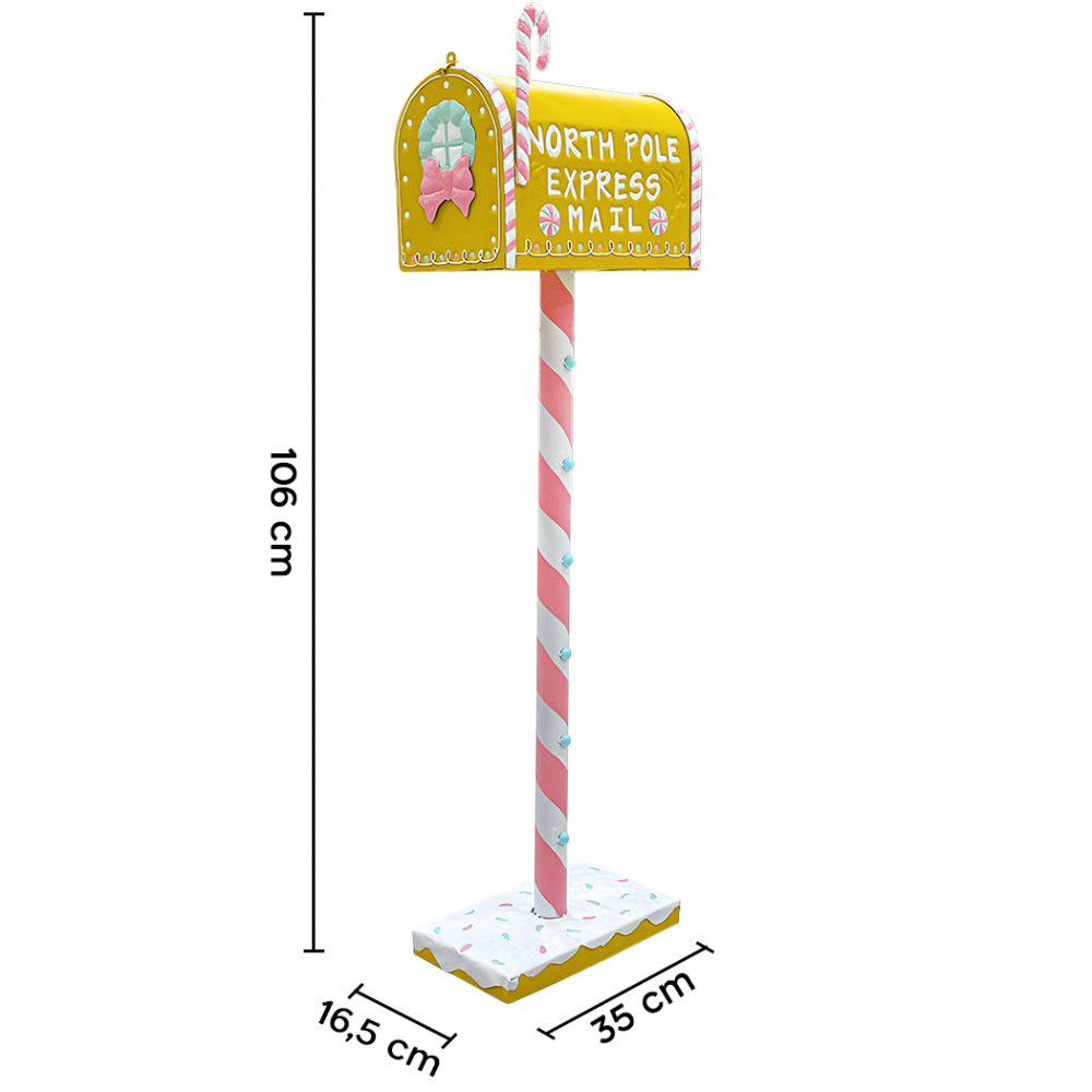 Boîte aux lettres Père Noël 106H cm Candy Gold...