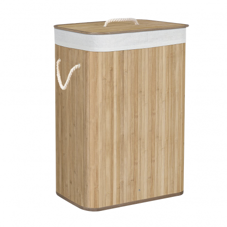 Panier de linge sale 60x40x25 cm, en bois avec manches et couvercle