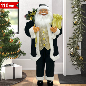 Père Noël noir et or 144267 robe en velours 110cm avec... 2