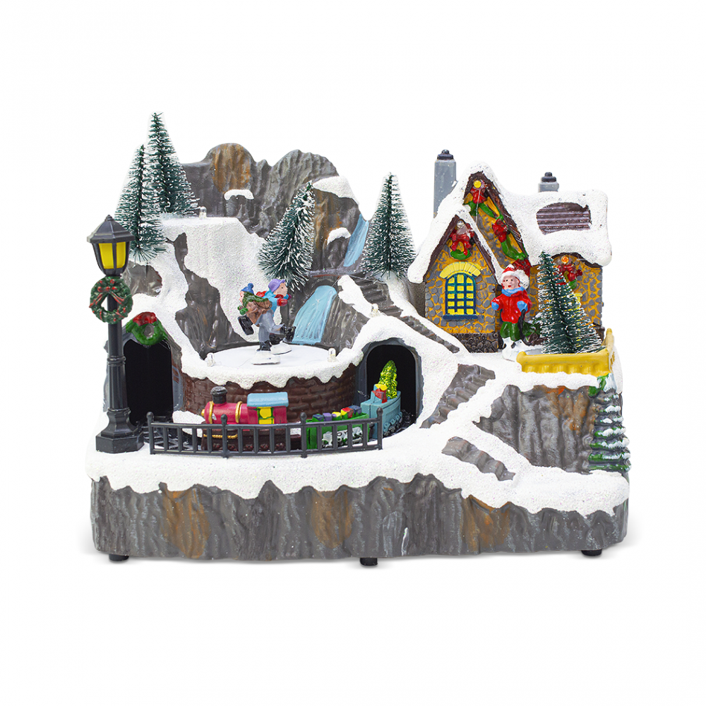 Village de Noël 23x15x18cm 361074 Décoration avec Lumières, Musique et Mouvement