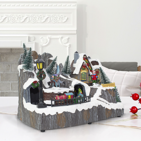 Village de Noël 23x15x18cm 361074 Décoration avec Lumières, Musique et Mouvement