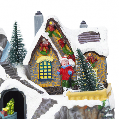 Village de Noël 23x15x18cm 361074 Décoration avec Lumières, Musique et Mouvement