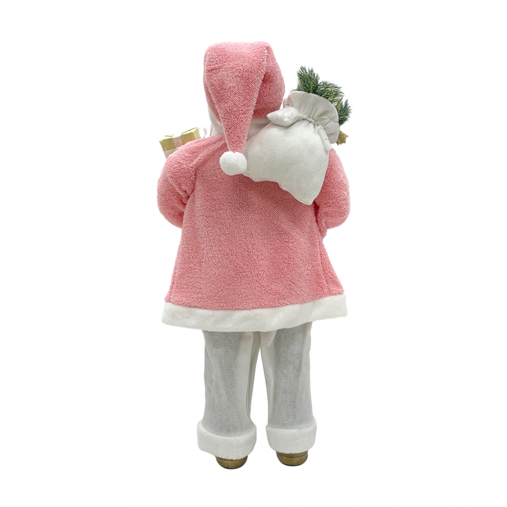 Père Noël 90H cm robe rose et blanche 144284...