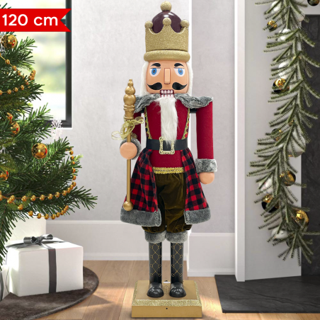 Casse-Noisette Soldat 392076 Rouge écossais 120H cm lumières, sons et mouvement