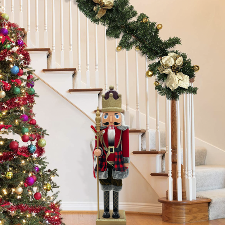 Soldat Casse-Noisette 392077 Décorations de Noël rouge écossais 80H cm