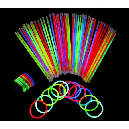 Lot de 15 Bracelets de couleurs fluorescentes qui brillent à la lueur sombre DARK  Lot de 15 Bracelets de couleurs fluorescentes qui brillent à la lueur sombre DARK