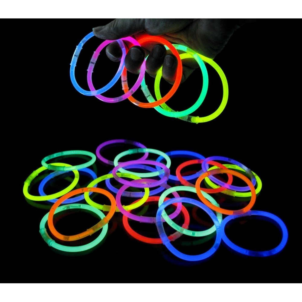 Lot de 15 Bracelets de couleurs fluorescentes qui brillent à la lueur sombre DARK 