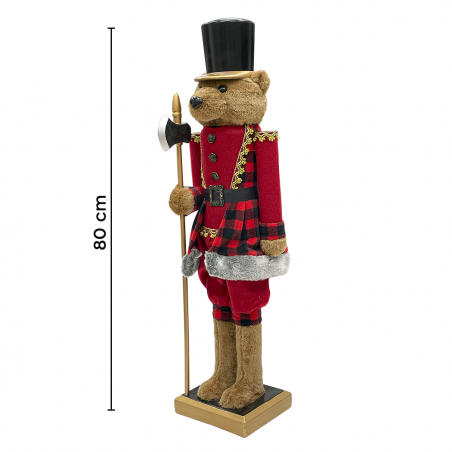 Casse-Noisette Ours 392051 Soldat Rouge avec Hache 80H cm Décoration de Noël