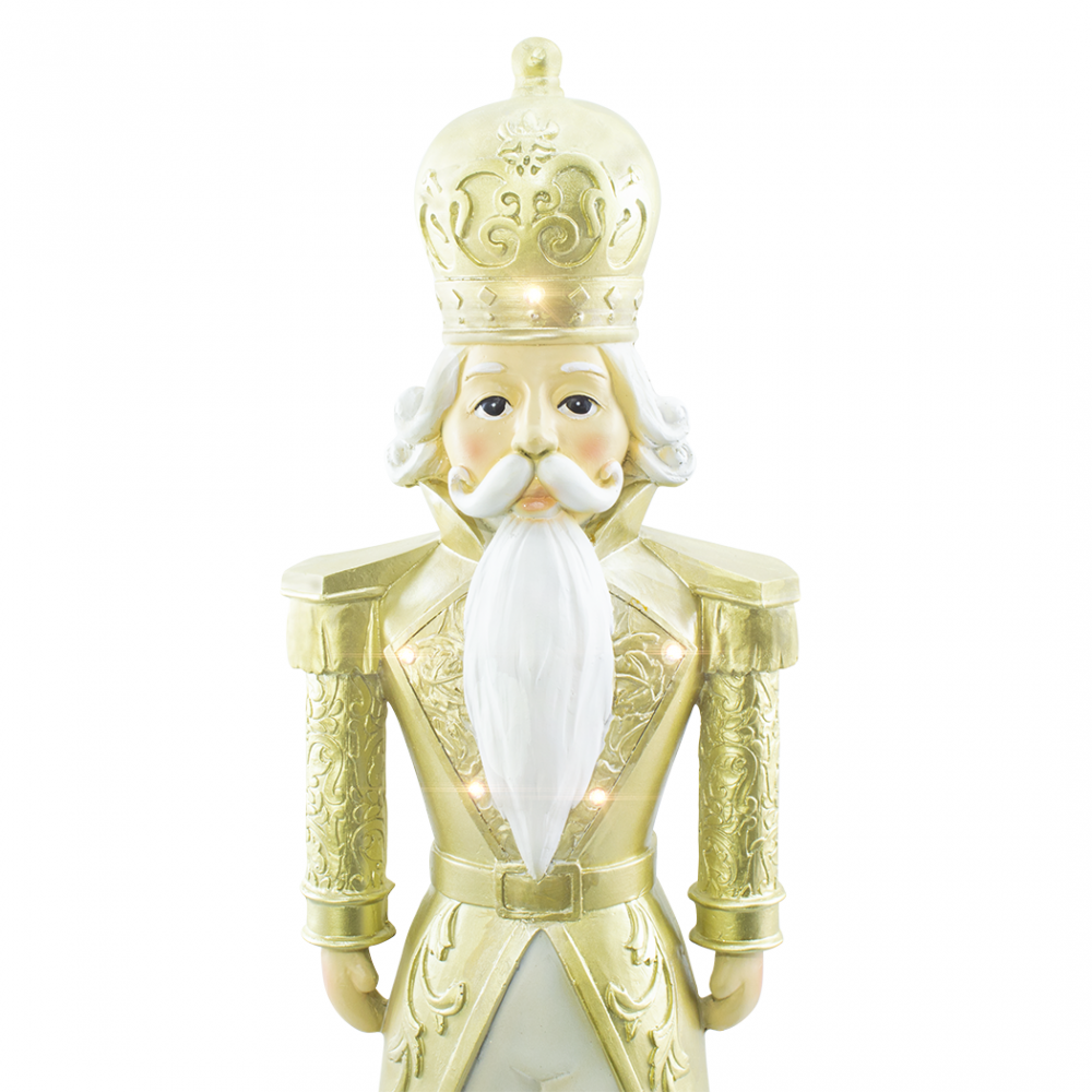 Soldat Casse-Noisette de Noël Blanc et Or H71cm...