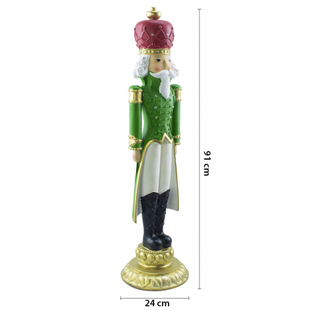 Soldat Casse-Noisette de Noël Vert H91cm 436020 Polyrésine avec mini lumières
