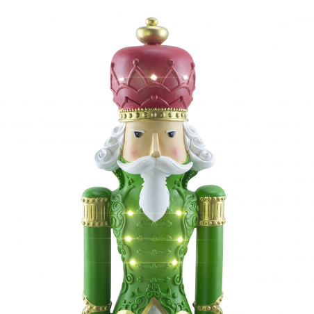 Soldat Casse-Noisette de Noël Vert H91cm 436020 Polyrésine avec mini lumières
