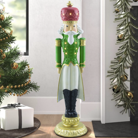 Soldat Casse-Noisette de Noël Vert H91cm 436020 Polyrésine avec mini lumières