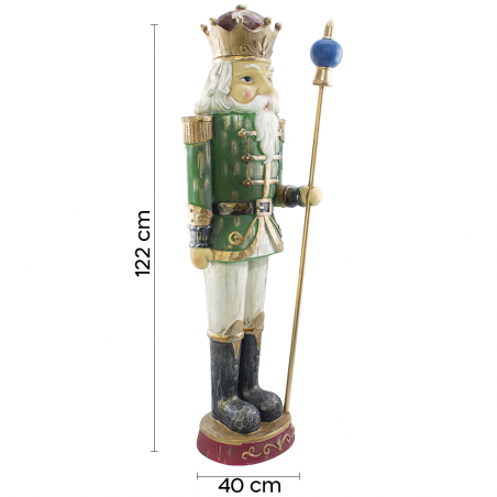 Casse-Noisette de Noël Soldat Vert H122cm 436018 Polyrésine avec mini lumières