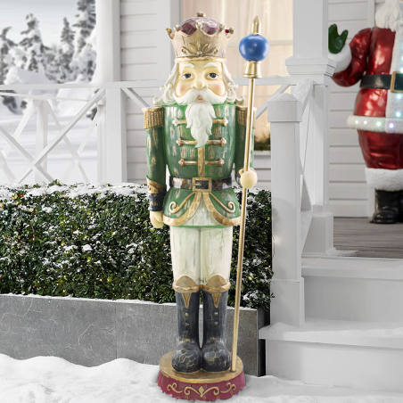 Casse-Noisette de Noël Soldat Vert H122cm 436018 Polyrésine avec mini lumières