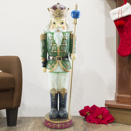 Casse-Noisette de Noël Soldat Vert H122cm 436018 Polyrésine avec mini lumières