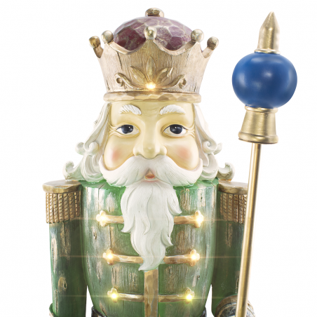 Casse-Noisette de Noël Soldat Vert H122cm 436018 Polyrésine avec mini lumières
