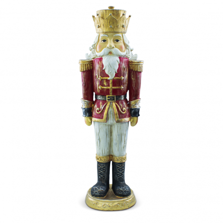 Casse-noisette de Noël soldat rouge H92cm 436017 Polyrésine avec mini lumières