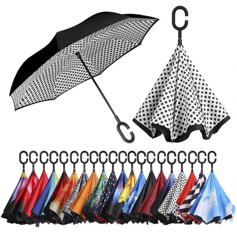 Parapluie inversé coupe-vent pluie ouverture opposée pour le voyage