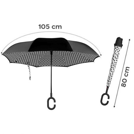Parapluie inversé coupe-vent pluie ouverture opposée pour le voyage