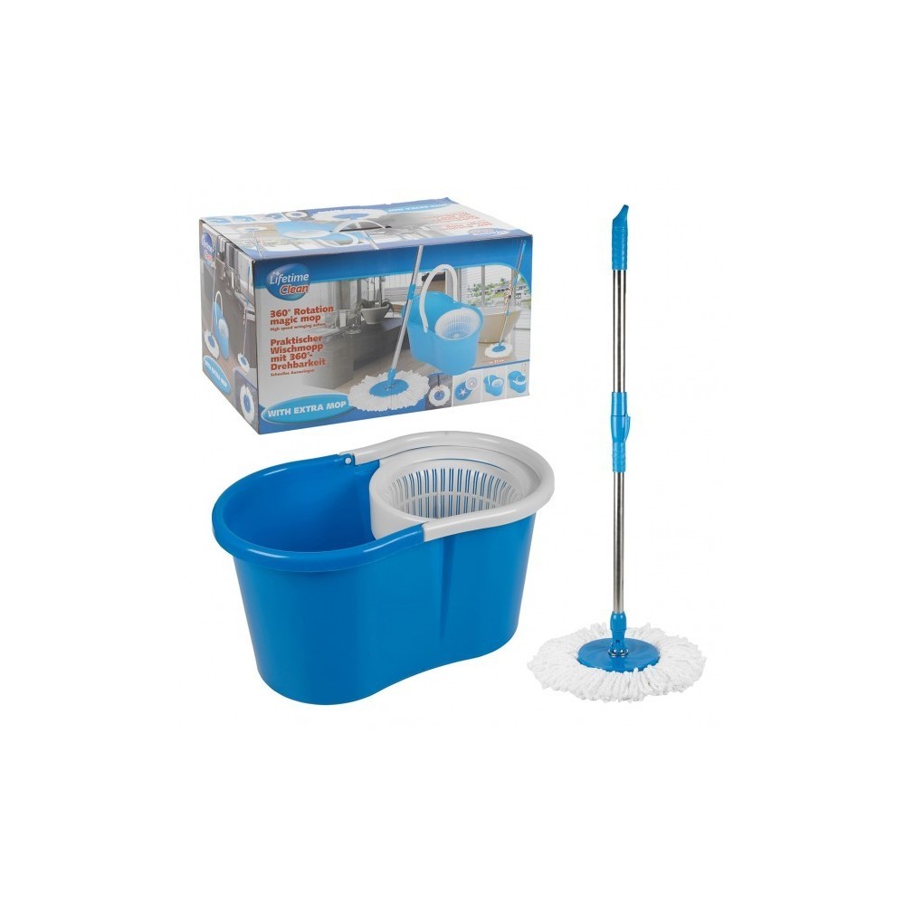 Balais + Seau (360 pivotant) avec poignée extensible Magic Mop LIFETIME CLEAN 53922-