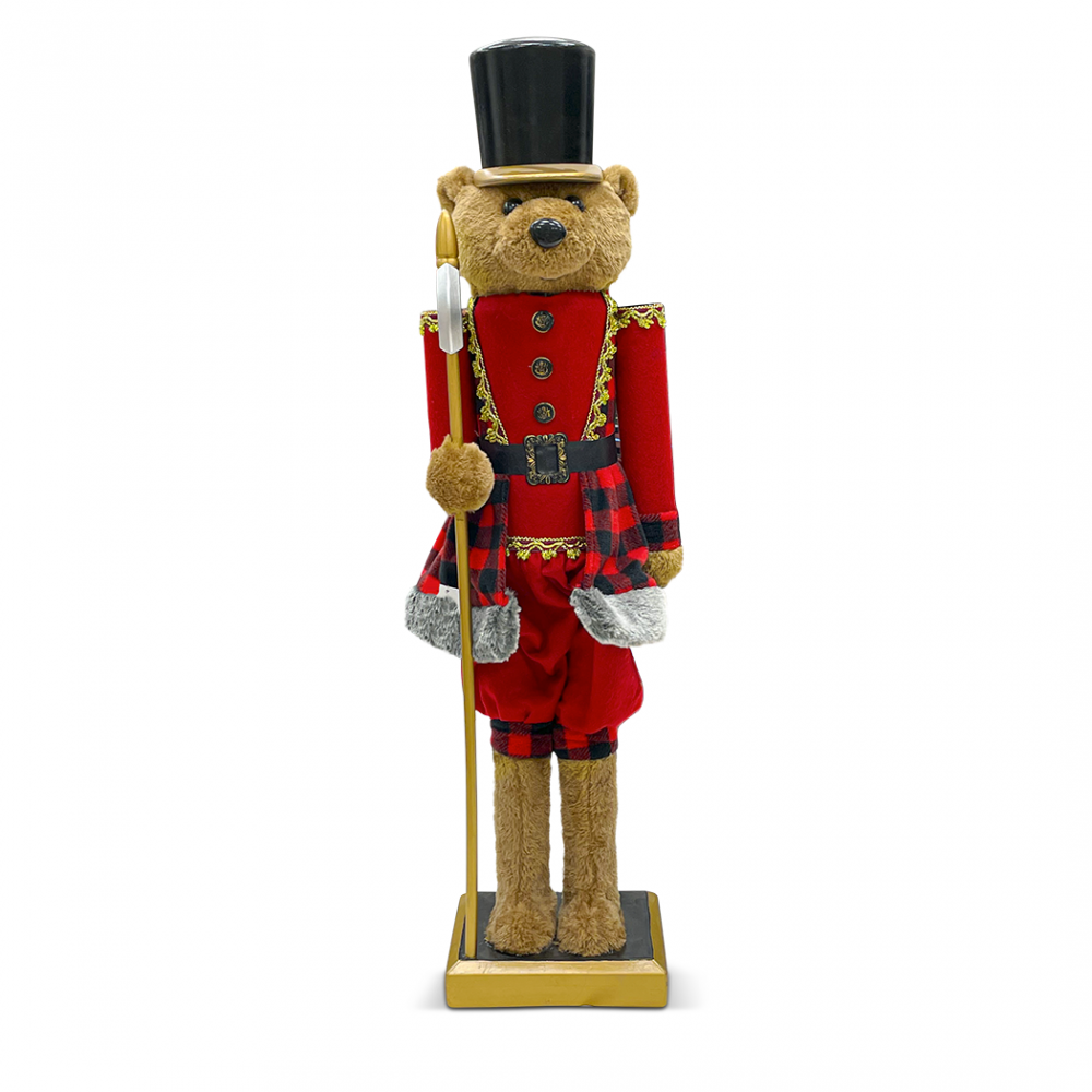 Casse-Noisette ours 392052 soldat rouge avec hache 60H cm Décoration de Noël