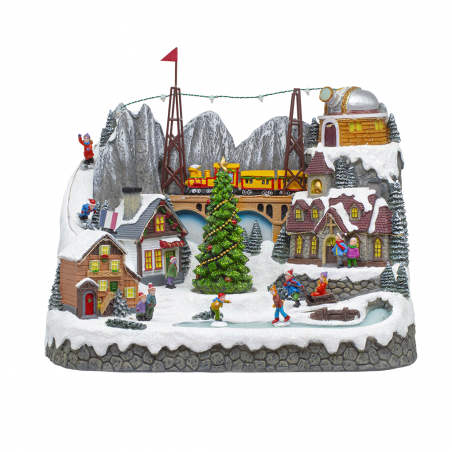 Village de Noël 38x25x33cm 367007 Décoration avec Lumières, Musique et Mouvement