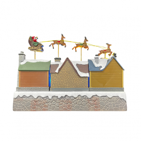 Village de Noël et traîneau 367011 avec Lumières, Sons et Mouvement 40x18x28cm