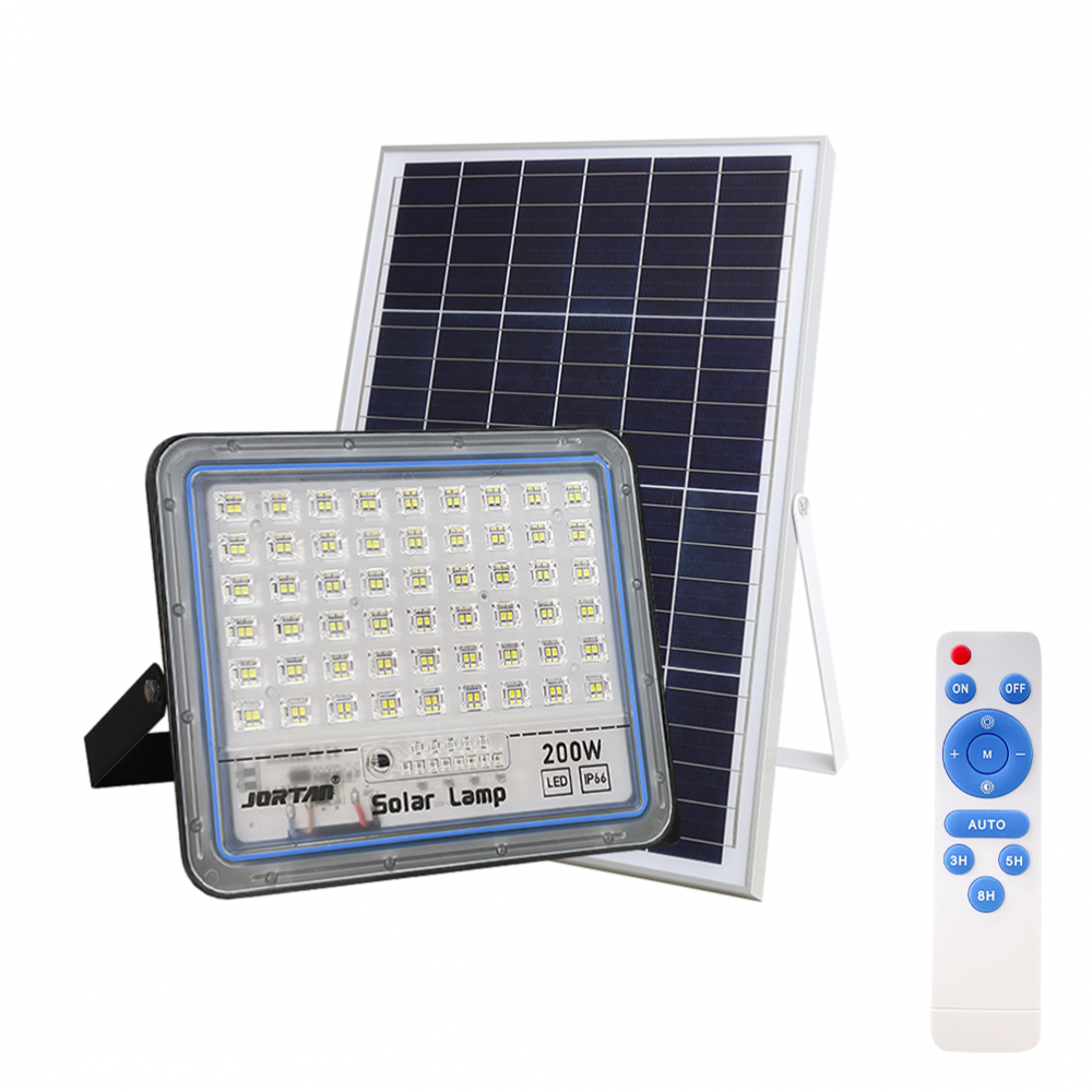 Phare LED Panneau Solaire Lampe 200W 512071 Crépuscule avec Télécommande IP66