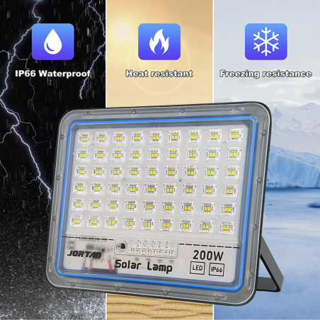 Phare LED Panneau Solaire Lampe 200W 512071 Crépuscule avec Télécommande IP66