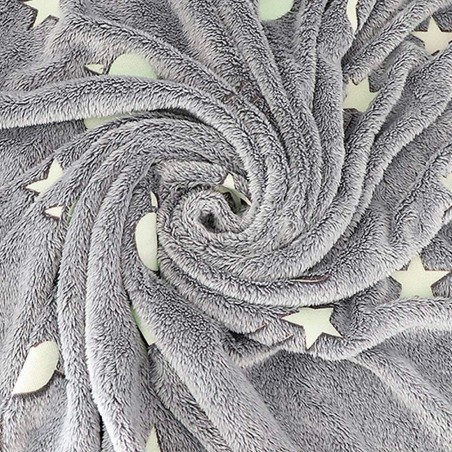 Couverture pour enfant à carreaux magiques et étoiles de lune fluorescentes Gris