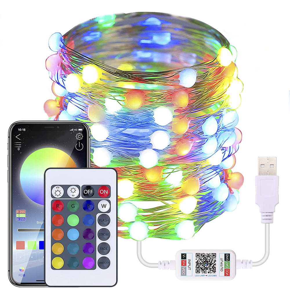 Bande lumineuse LED RGB 10mt lumières de Noël multicolores avec télécommande