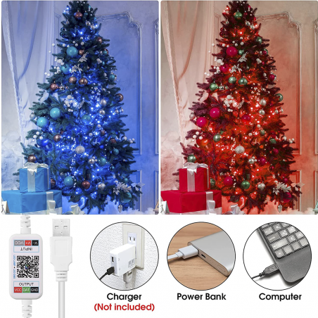Bande lumineuse LED RGB 10mt lumières de Noël multicolores avec télécommande
