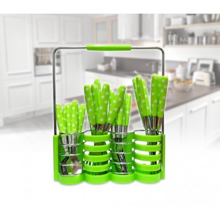 Set de 24 couverts de cuisine en acier inoxydable + support 99366 - 