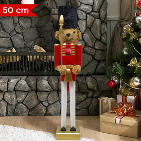 Casse-Noisette Ours 50H cm 433007 Décorations de Noël Rouge Toy Soldier