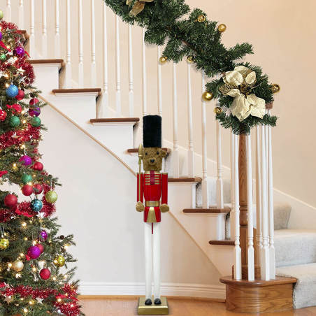 Casse-Noisette Ours 90H cm 433008 Décorations de Noël Soldat Rouge