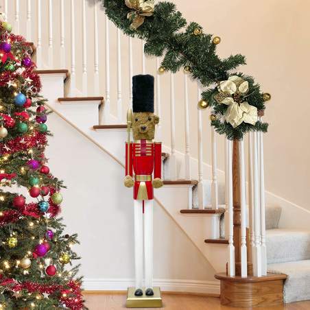 Casse-Noisette Ours 120H cm 433051 Décorations de Noël Rouge Toy Soldier