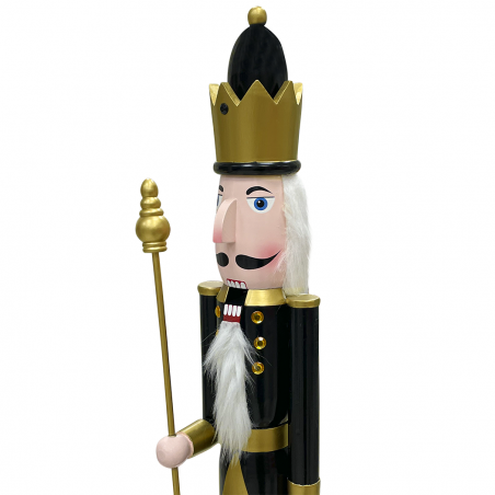 Soldat Casse-Noisette 90H cm 433013 Décoration de Noël Or Noir avec sceptre