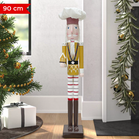Casse-Noisette Soldat Chef 90cm 433046 Décorations de Noël avec maison
