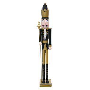Soldat Casse-Noisette 120Hcm 433052 Décorations de Noël Or Noir avec sceptre