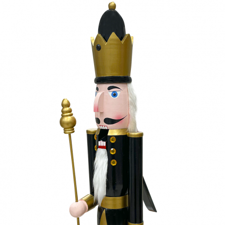 Soldat Casse-Noisette 120Hcm 433052 Décorations de Noël Or Noir avec sceptre